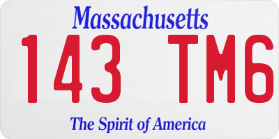 MA license plate 143TM6