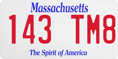 MA license plate 143TM8