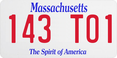 MA license plate 143TO1