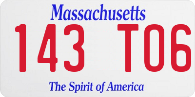 MA license plate 143TO6