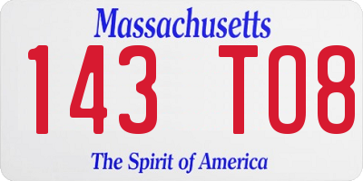MA license plate 143TO8