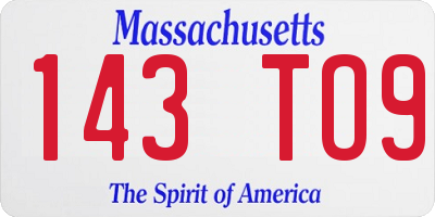 MA license plate 143TO9