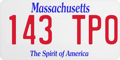MA license plate 143TP0