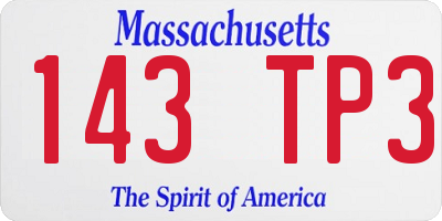 MA license plate 143TP3
