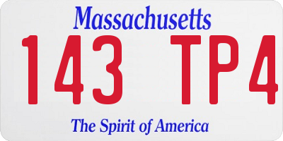 MA license plate 143TP4