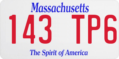 MA license plate 143TP6