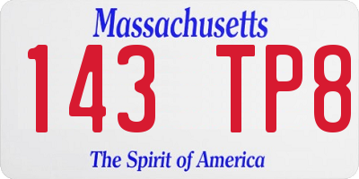 MA license plate 143TP8