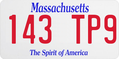 MA license plate 143TP9