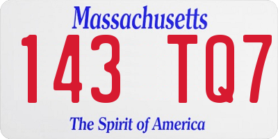 MA license plate 143TQ7