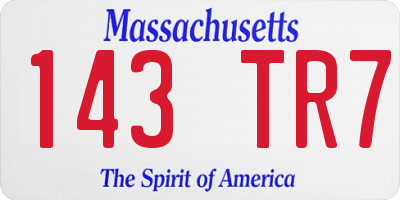 MA license plate 143TR7