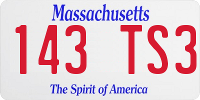 MA license plate 143TS3