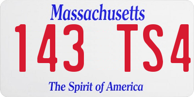 MA license plate 143TS4