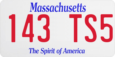 MA license plate 143TS5
