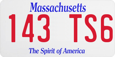 MA license plate 143TS6