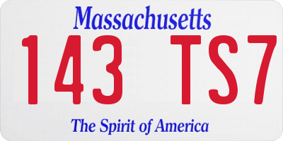 MA license plate 143TS7