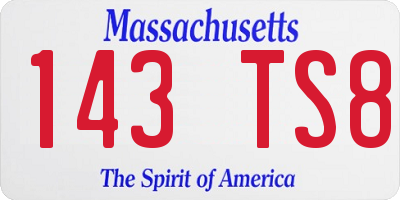 MA license plate 143TS8