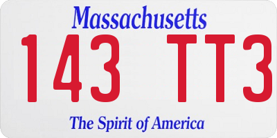 MA license plate 143TT3