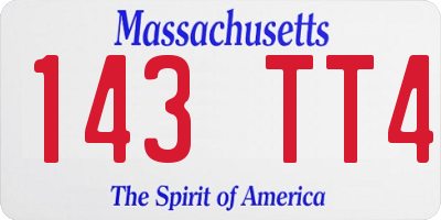 MA license plate 143TT4