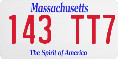 MA license plate 143TT7