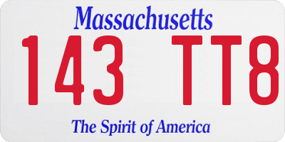 MA license plate 143TT8