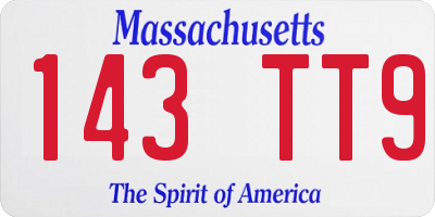 MA license plate 143TT9