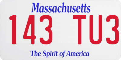 MA license plate 143TU3