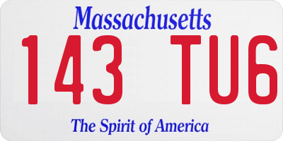 MA license plate 143TU6