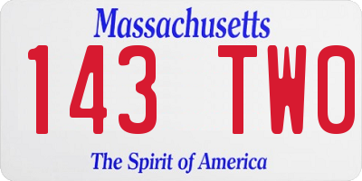 MA license plate 143TW0