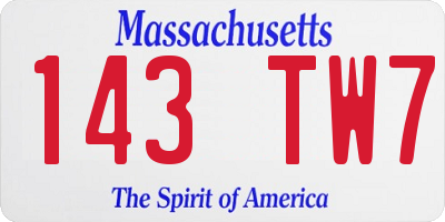 MA license plate 143TW7