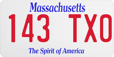 MA license plate 143TX0