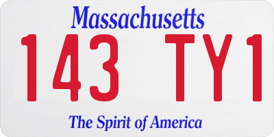 MA license plate 143TY1