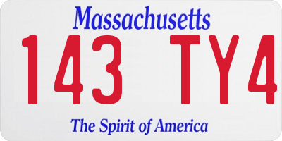 MA license plate 143TY4