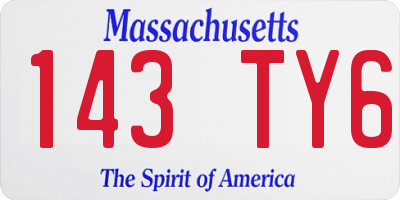 MA license plate 143TY6