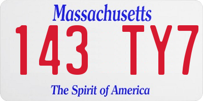 MA license plate 143TY7