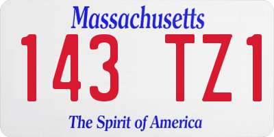 MA license plate 143TZ1