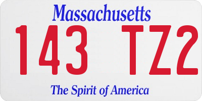 MA license plate 143TZ2