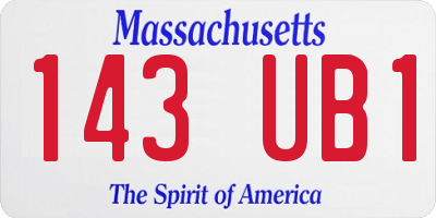 MA license plate 143UB1