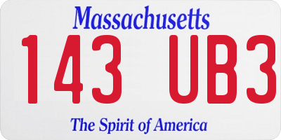 MA license plate 143UB3