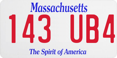 MA license plate 143UB4