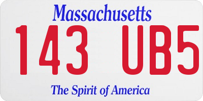 MA license plate 143UB5