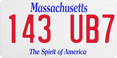 MA license plate 143UB7