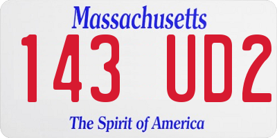 MA license plate 143UD2
