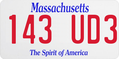 MA license plate 143UD3