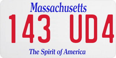 MA license plate 143UD4
