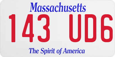 MA license plate 143UD6