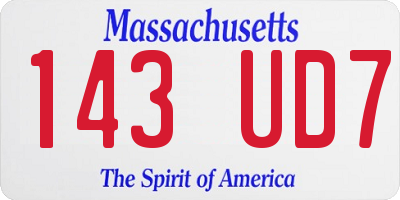 MA license plate 143UD7
