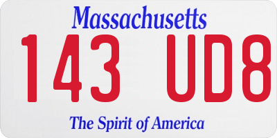 MA license plate 143UD8