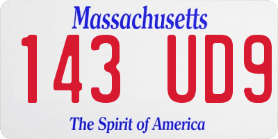 MA license plate 143UD9