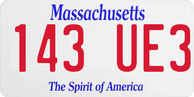 MA license plate 143UE3