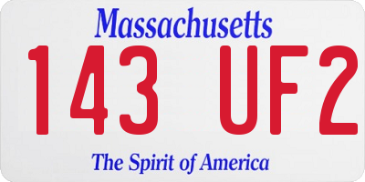 MA license plate 143UF2